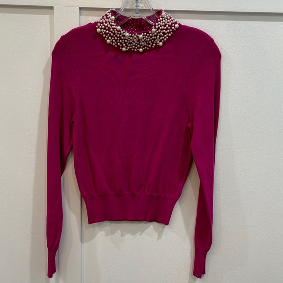 Milk & Honey Sweaters - Elegant Fuchsia Sweater with Pearl Embellishments